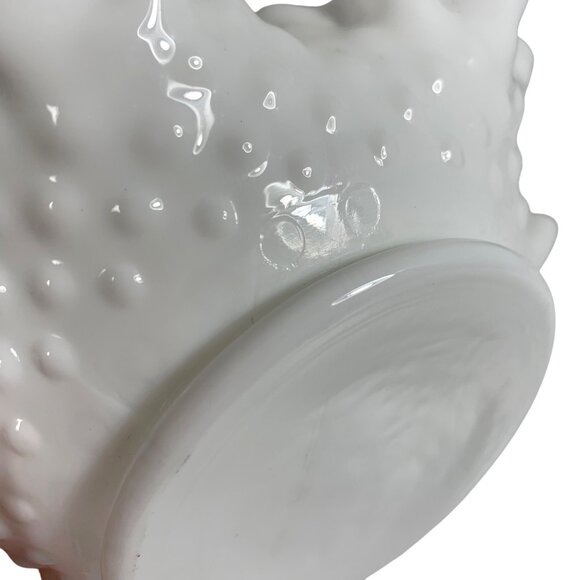 Fenton Hobnail Ruffled White Milk Glass Candy Bowl Decorative Serving Dish VTG - Picture 13 of 14